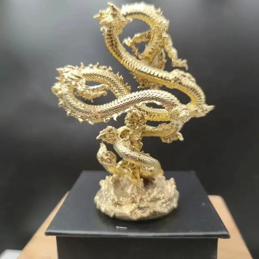 2024 Creative Oriental Dragon Bronze Statue โ Animal Metal Figurine for Home & Desktop Decor