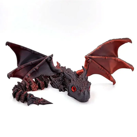 Tabletop Animal Theme Deco – 1PC 3D Printed Winged Carriage Dragon Figurine with Random Eyes Resin Sculpture