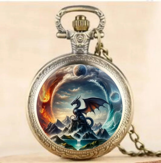Vintage Multi-Color Dragon Animal Design Necklace Pendant