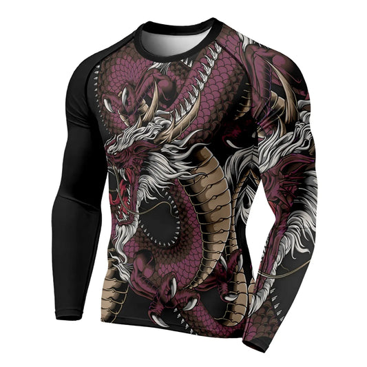 3D Printed Dragon Pattern Autumn Men’s Crew Neck T-Shirt – Casual Long Sleeve Oversized Pullover