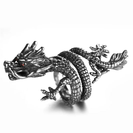 Jisensp Gothic Punk Dragon Ring – Adjustable Viking-Inspired Jewelry for Men & Women