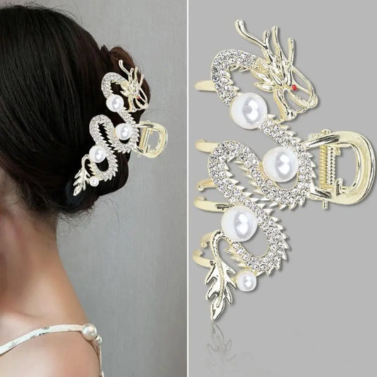 Blue Dragon Hairpin with Pearl