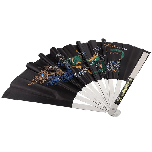 Dragon and Phoenix Peony Fan
