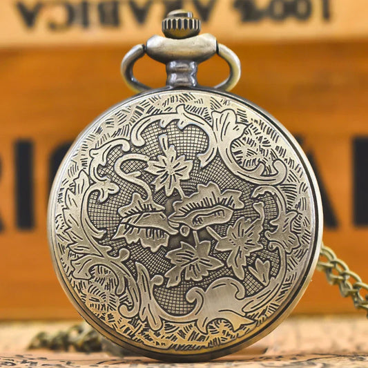 Vintage Bronze Steampunk Oriental Dragon Quartz Pocket Watch