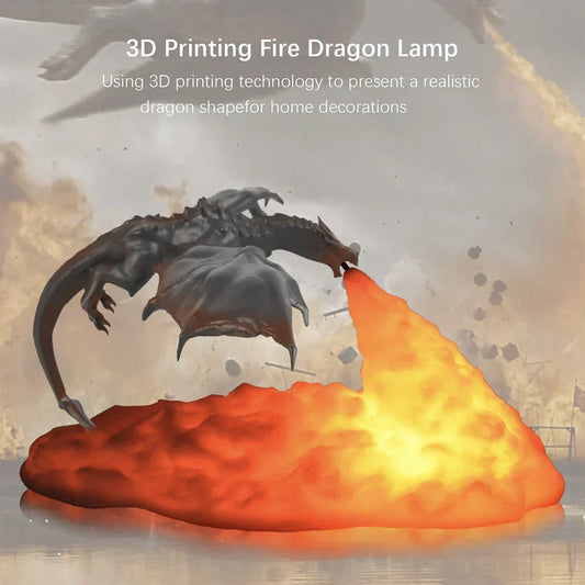3D Printed Fire Dragon LED Lamp – USB Rechargeable Light for Gaming, Camping & Kids' Gifts
