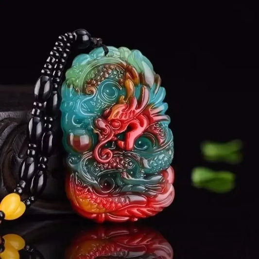 Real Jade Dragon Pendant Necklace