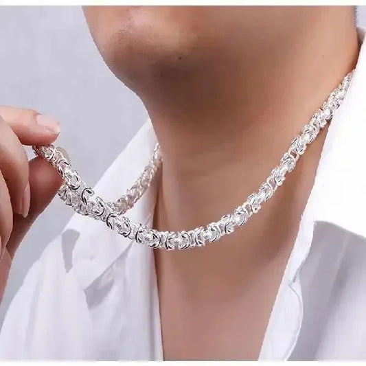 Solid 925 Sterling Silver Necklace for Men