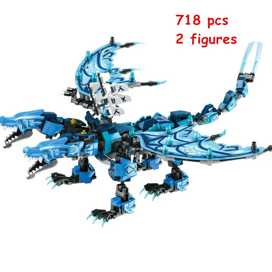 Phantom Ninja Ice Water Series Double-Headed Element Dragon Building Blocks Set