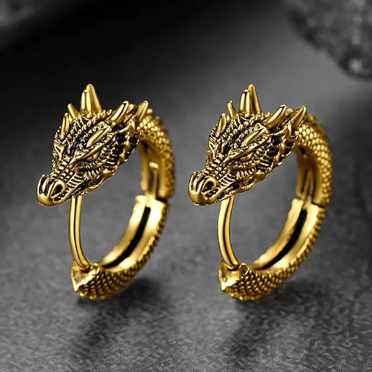 Huitan Trendy Male Dragon Hoop Earrings