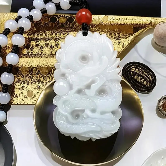 Real Jade Dragon Pendant Necklace