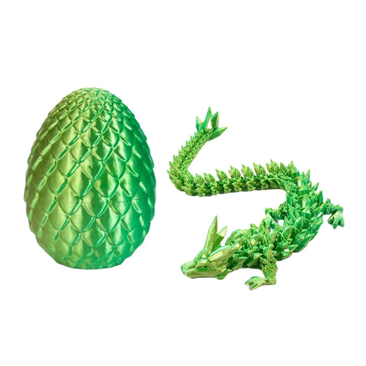 3D Printed Dragon Egg Gift Set – Fully Articulated Crystal Dragon Collectible with Gemstone Ornament | Home Decor Figurine