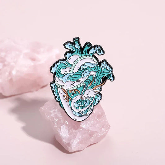 Marine Life White Dragon Enamel Pins
