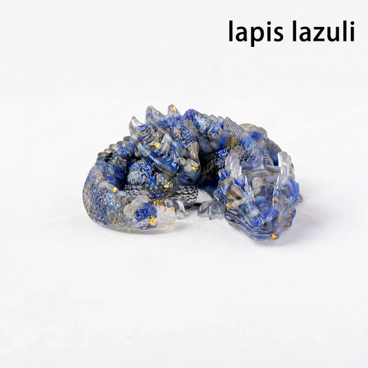 1PC Natural Crystal Stone Wolong Statue – Reiki Dragon Figurine & Feng Shui Amulet for Home & Office Decor