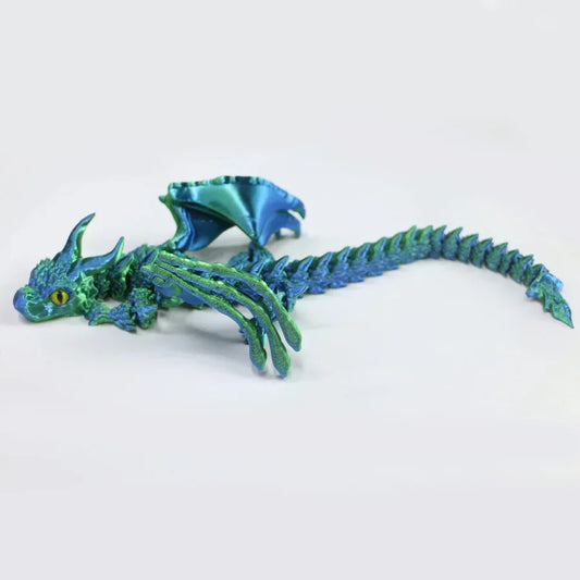 3D Printed Flexible Wings Dragon Statue – Mixed Color Plastic Desk Decor & Birthday Gift for Teens and Adults 14+