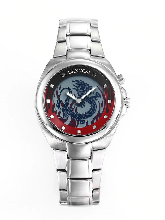 Trend Original Digital Display Watch – Dynamic Niche Quartz with Wind Flame & Dragon Design | Vintage Y2K Stainless Steel Wristwatch
