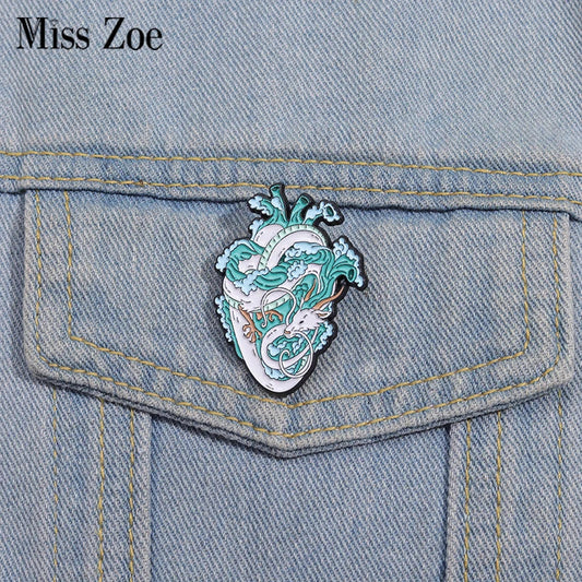 Marine Life White Dragon Enamel Pins